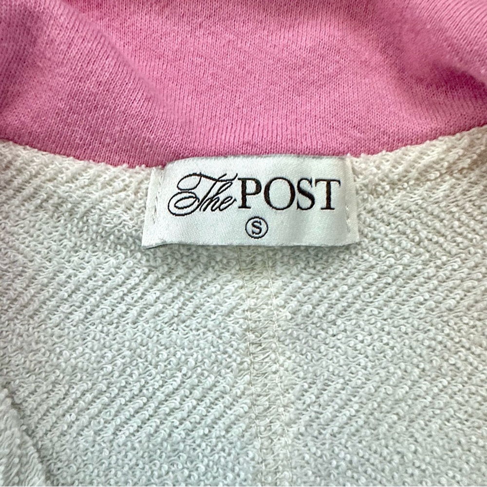 The POST Patchwork Pink & Cream Rugby Pullover – Raw Hem – Size S - Picture 5 of 10
